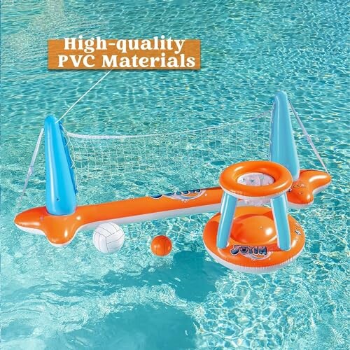 Inflatable pool volleyball and basketball set with high-quality PVC materials.