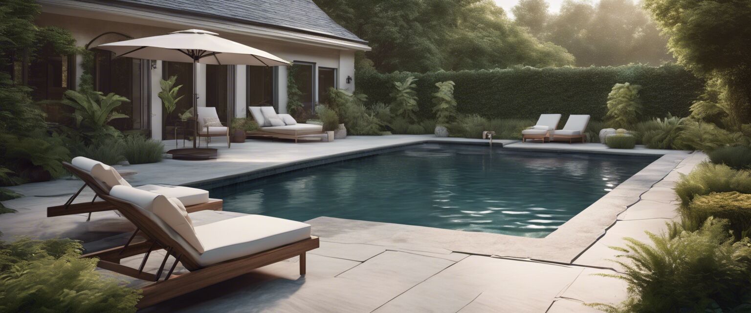 An elegant traditional pool in a backyard